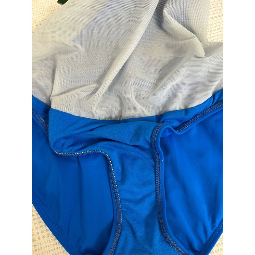 LAUREN RALPH LAUREN Royal Blue Crossover Ruffle One‎ Piece Swimsuit 6 Underwire - Picture 7 of 8